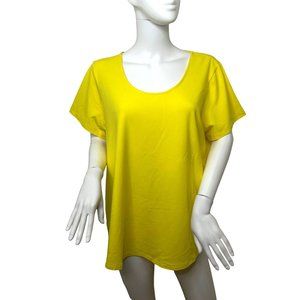 Susan Graver Women’s T-Shirt Yellow  XL Weekend Cotton Essentials Short Sleeves